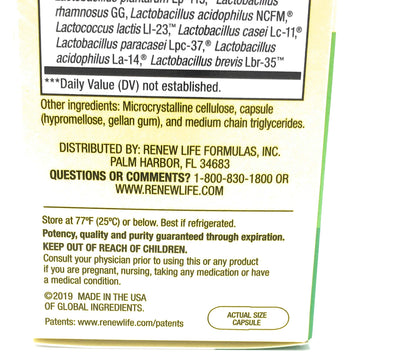 PROBIOTIC 30B UF | Renew Life Ultimate Flora 50+ Probiotic, 60 Ct