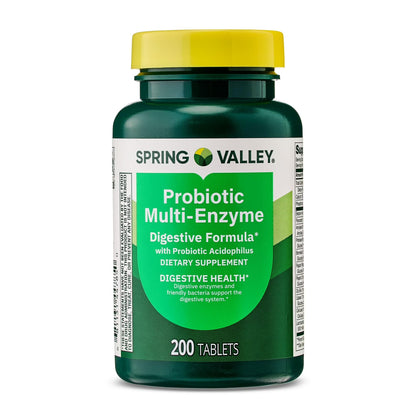 Probiotic Multi-Enzyme Digestive Formula Tablets – 200 Count | Supports Digestion & Gut Health