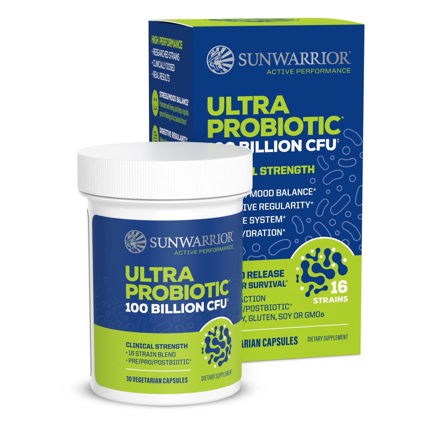 Probiotic for Gut Health - 100 Billion CFU, 16 Strains | Prebiotics + Postbiotics | Soy-Free Non-GMO | 30 Capsule Serving