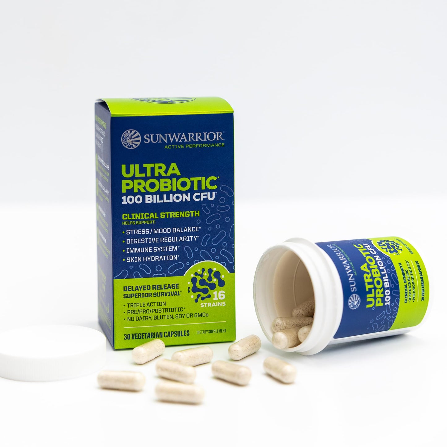 Probiotic for Gut Health - 100 Billion CFU, 16 Strains | Prebiotics + Postbiotics | Soy-Free Non-GMO | 30 Capsule Serving