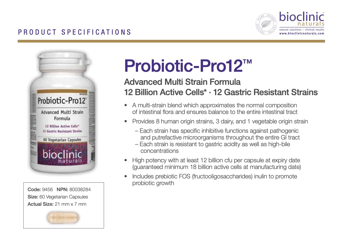 Probiotic Pro 12 60 VegiCaps – 12-Species Probiotic Supplement