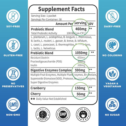 Probiotics for Women & Men - 100 Billion CFU 3-in-1 Digestive Enzymes & Prebiotics | Immune Support
