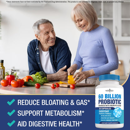 Probiotics 60B CFU with Prebiotic – For Women, Men & Adults | Shelf Stable