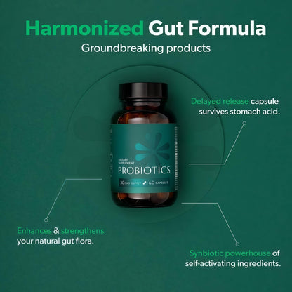 Probiotics - Digestive Health Probiotic with Xylooligosaccharides | Vegan, Gluten Free, 60 Delayed-Release Capsules