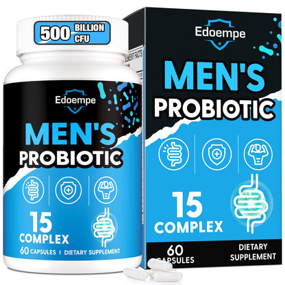 Probiotics for Men - 500B CFU, 12 Strains, Gut & Digestive Health, Energy, Prostate & Urinary Support | 60 Caps