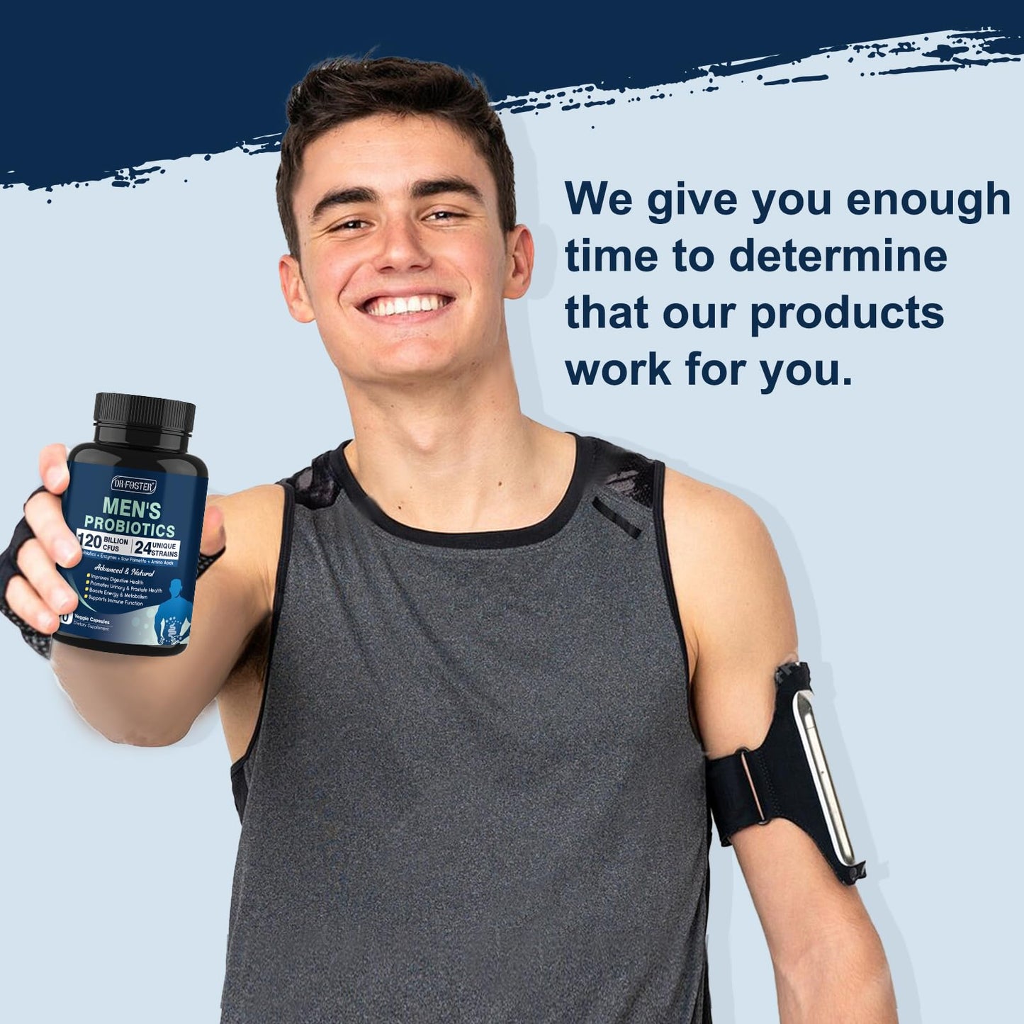 Probiotics for Men Digestive Health - 120 Billion CFUs with Saw Palmetto, Cranberry & Digestive Enzymes | 90 Capsules