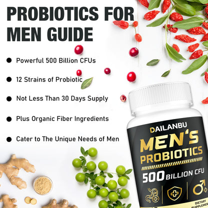 Probiotics for Men 500B CFU – 16-in-1 Probiotic (Digestive & Immune Health, 60 Caps)