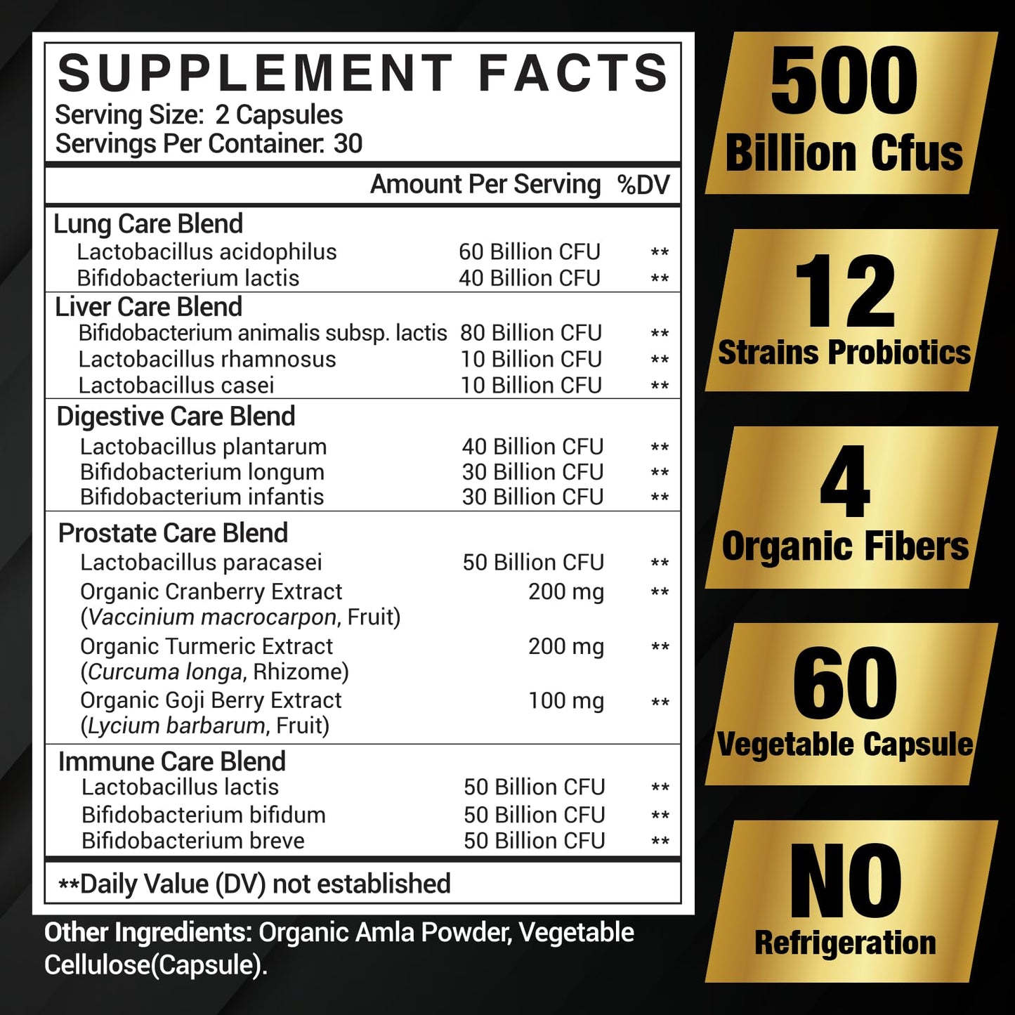 Probiotics for Men 500B CFU – 16-in-1 Probiotic (Digestive & Immune Health, 60 Caps)