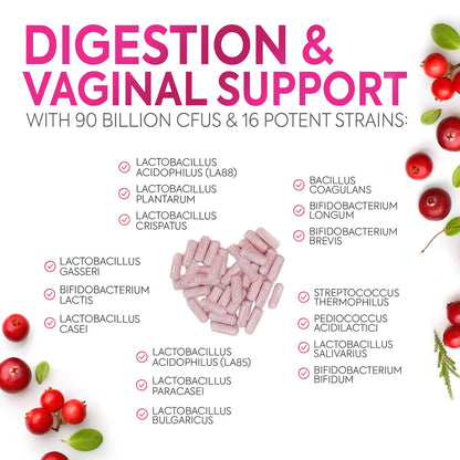 Probiotics for Women | 50 Billion CFU, 16 Strains | Digestive & Vaginal Health | 120 Capsules