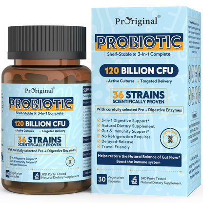 Probiotics for Women & Men - 120 Billion CFU, 36 Strains | Digestive & Gut Health | Delayed Release