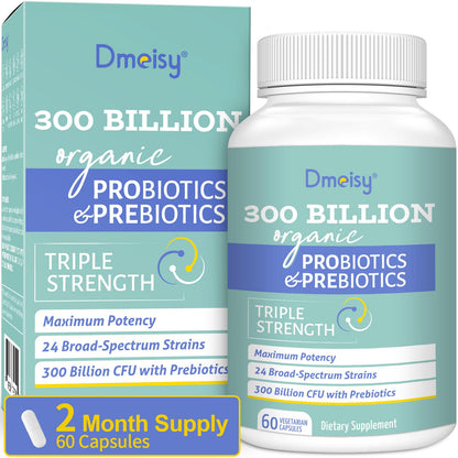Probiotics for Women and Men – 300B CFU, 24 Strains + 15 Organic Herbs (2 Month Supply)
