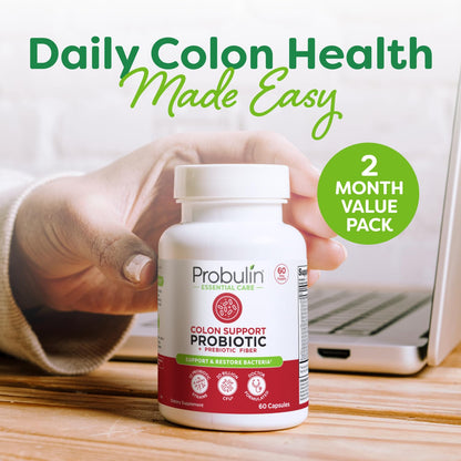 Probulin Colon Support Probiotic - 20 Billion CFU, Vegan Capsules, Digestive & Immune Health | 60 Count