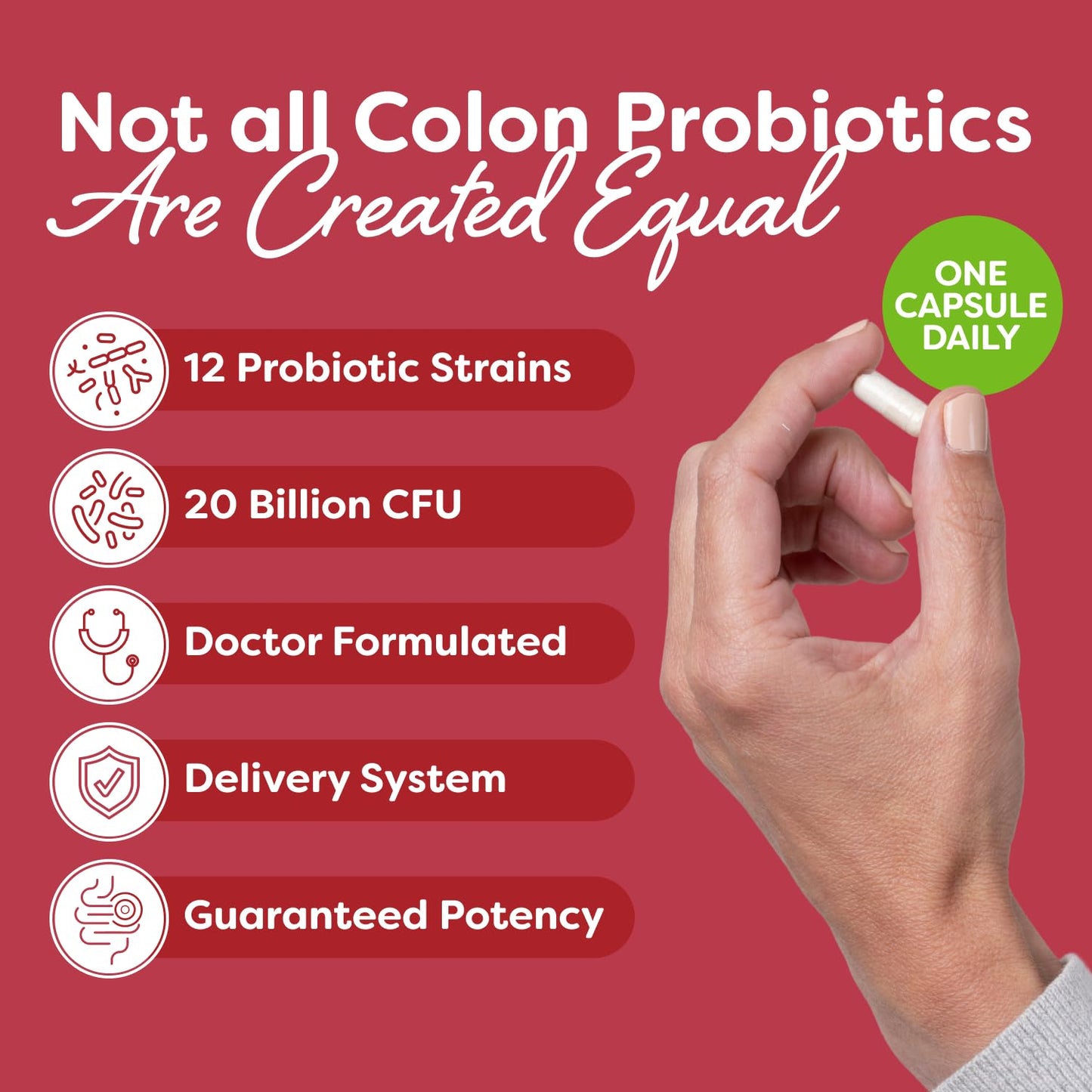 Probulin Colon Support Probiotic - 20 Billion CFU, Vegan Capsules, Digestive & Immune Health | 60 Count