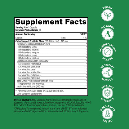 Probulin Colon Support Probiotic - 20B CFU, 90 Vegan Capsules