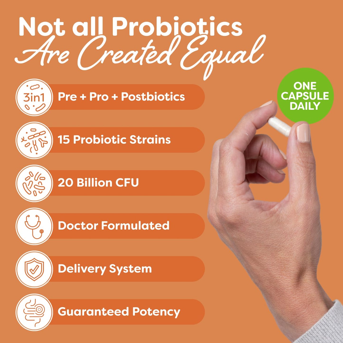 Probulin Total Care Probiotic | 20 Billion CFU, Gut, Digestive & Immune Support, 90-Count Vegan Capsules
