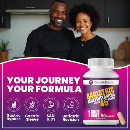 ProCare Health Bariatric Multivitamin 45mg Iron – Once Daily Capsule for Post-Op Support | 90 Capsules, 3-Month Supply