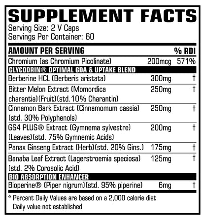 PROCCOR GLYCODRIN GDA with Berberine, Cinnamon, Banaba — 120 V Capsules, Gelatin-Free