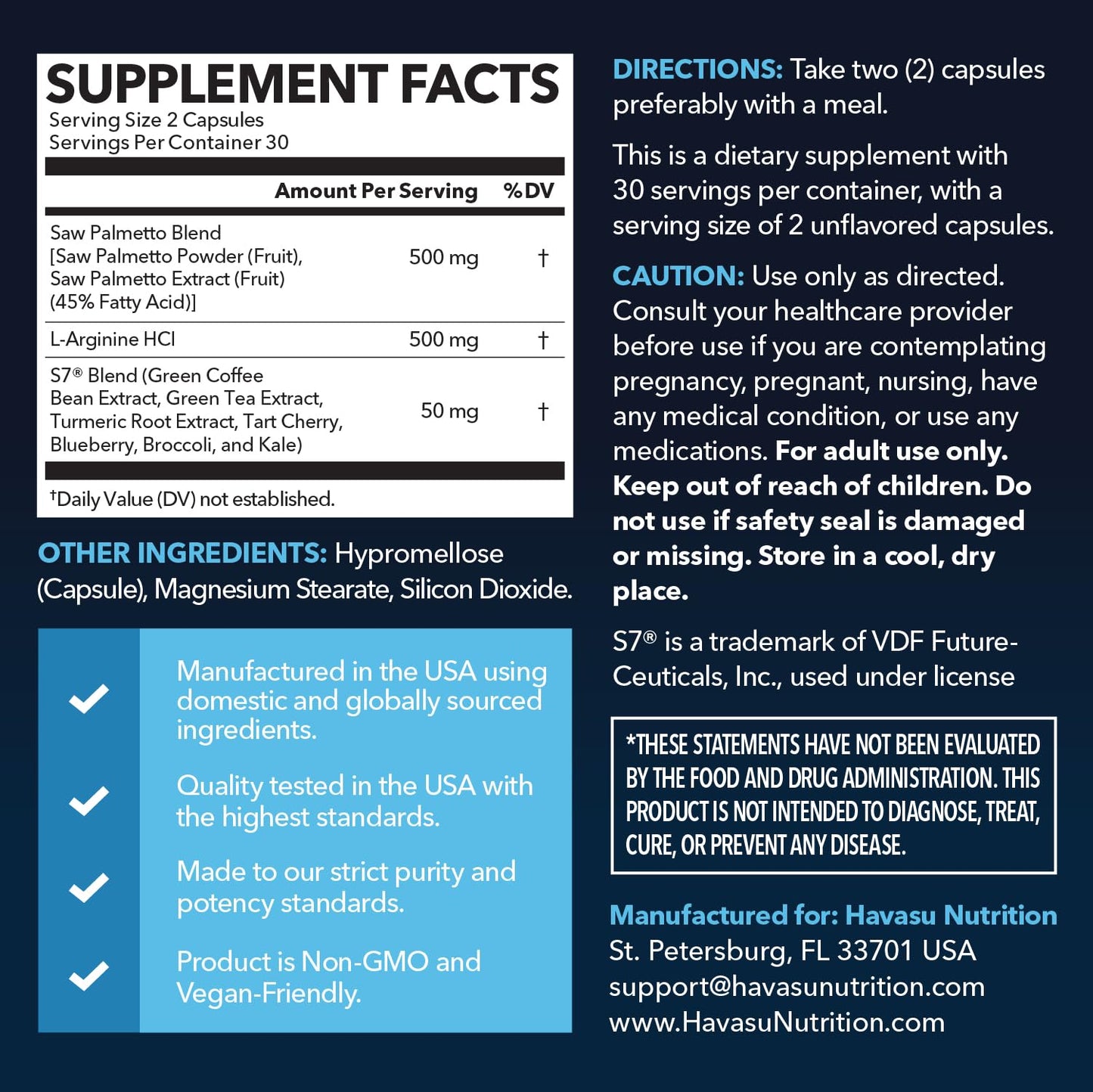 Saw Palmetto 500mg + L-Arginine 500mg — Prostate Health, Urinary Support & Endurance (60 Count) — Vegan, Non-GMO