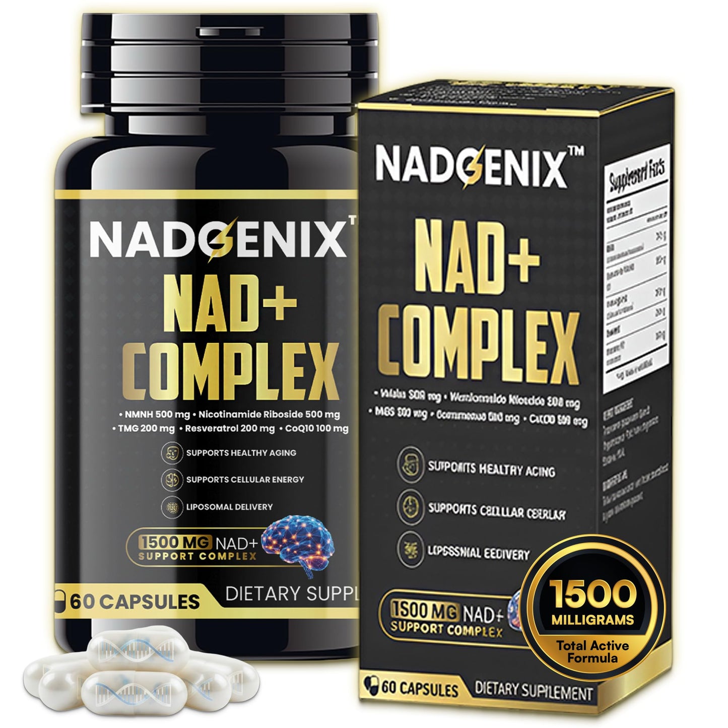 Product Maxx NADGENIX NAD+ Supplement – NMNH 500mg, Liposomal Delivery, 60 Caps