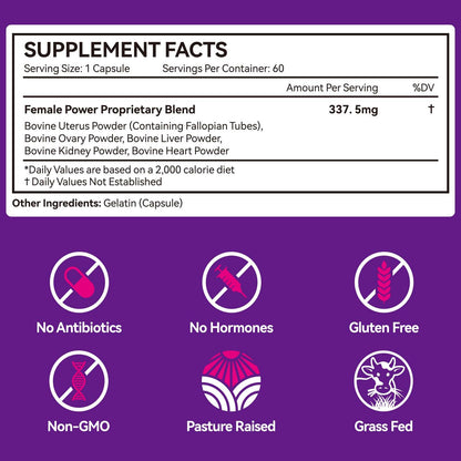 Beef Organ Supplement for Women – 60 Capsules, Grass-Fed & Non-GMO