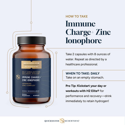 Quicksilver Immune Charge+ Zinc Ionophore – Zinc + Quercetin, Luteolin & Hesperetin (60 Capsules)