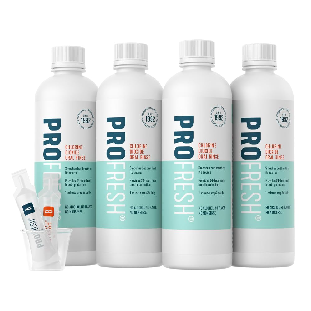 ProFresh Oral Rinse – 16.9 oz Pack of 4 | 2-Month Supply, Alcohol Free, Flavor Free