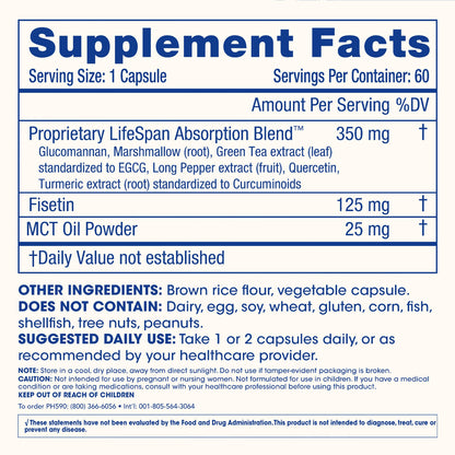 ProHealth Fisetin Supplements – 15X Better Absorption from Polyphenol Blend + MCT Oil | 125mg x 60 Servings