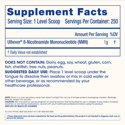 ProHealth NMN Pro Powder 250g | Uthever NMN NAD+ Precursor | USA Made, Triple Lab-Tested