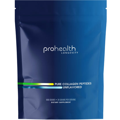 ProHealth Pure Collagen Peptides Powder, 600 Grams | Supports Hair, Nail, Skin, Bone, Joint Health, and Longevity | Grass-Fed, Pasture-Raised | Zero Sugar, Unflavored | Third-Party Tested