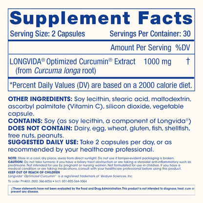 ProHealth Turmeric Curcumin with Longvida – 286x More Bioavailable, 1000 mg per Serving, 60 Caps per Bottle, 3-Pack