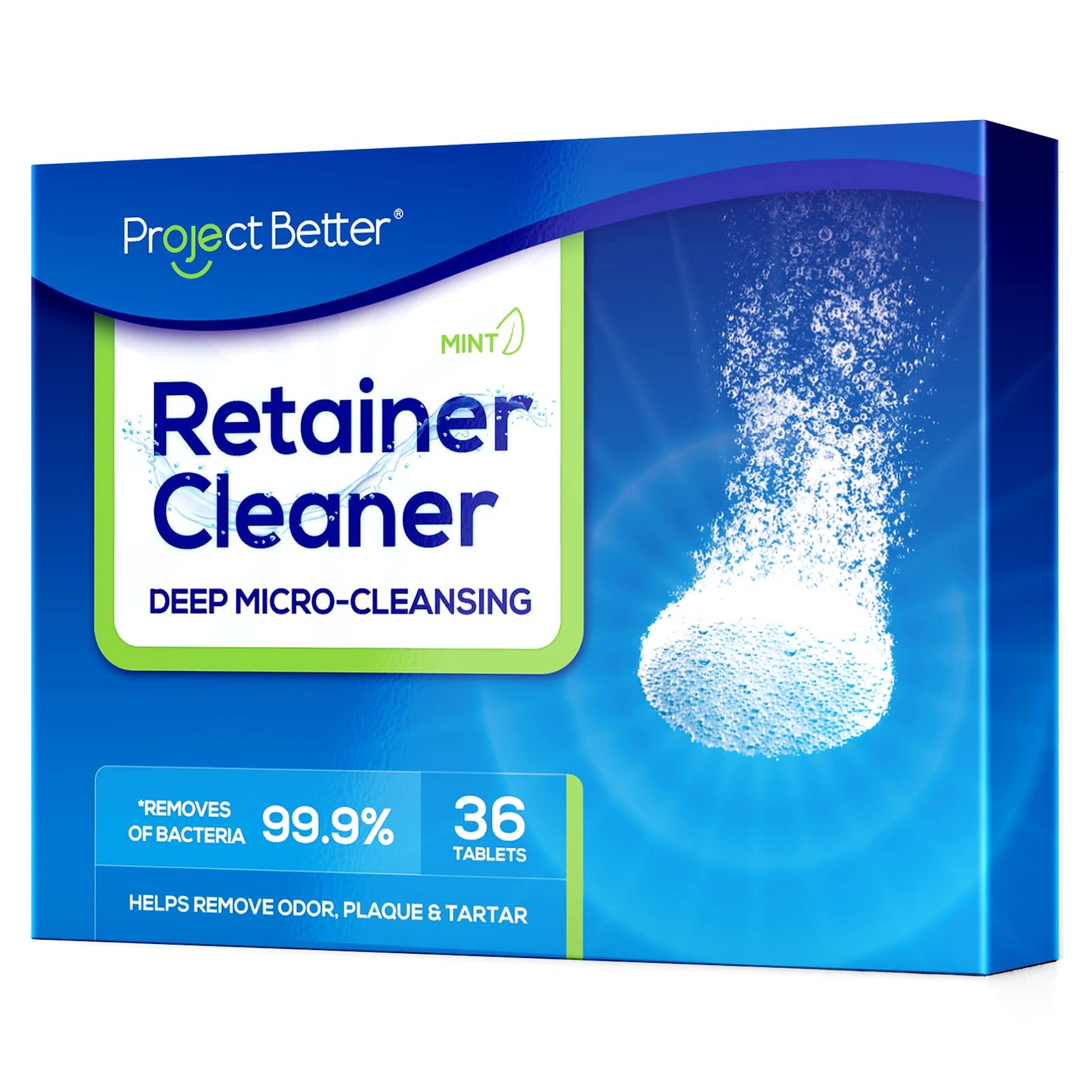 PROJECT BETTER Retainer Cleaner Tablets & Denture Cleaning Tablets for Dental Appliances and Night & Mouth Guard (36 Counts)