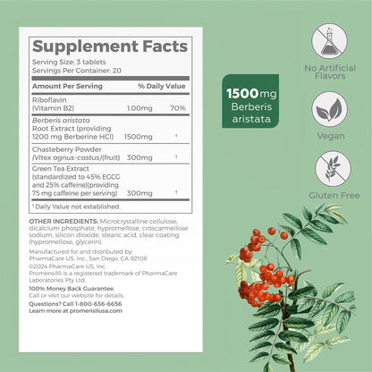 Promensil Weight Loss Support – Berberine 1500mg for Women | EGCG Green Tea & Hormone Balance