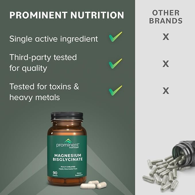 Prominent Nutrition Magnesium Bisglycinate Capsules – Brain Health, 240 mg, 2 Pack