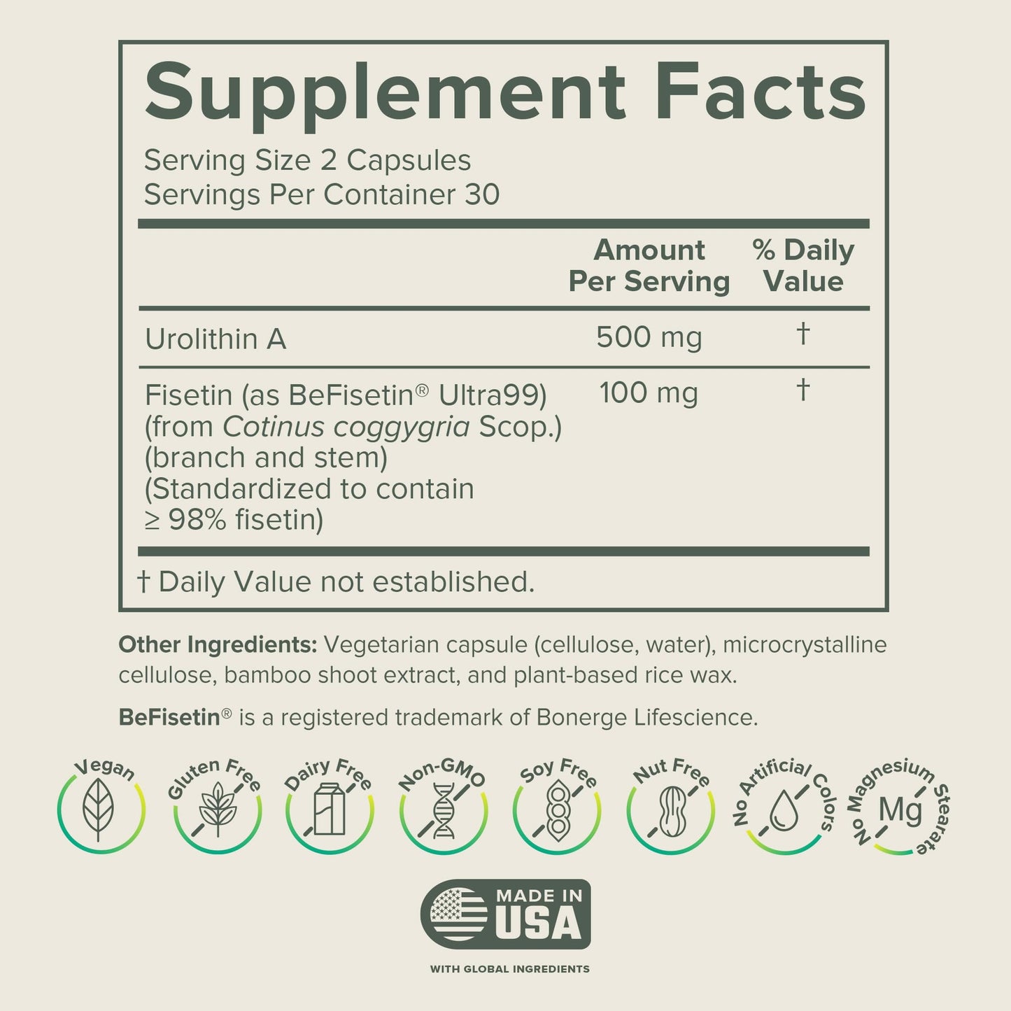 Prominent Nutrition Urolithin A + Fisetin – 60 Capsules (30 Days) – Vegan & Non-GMO