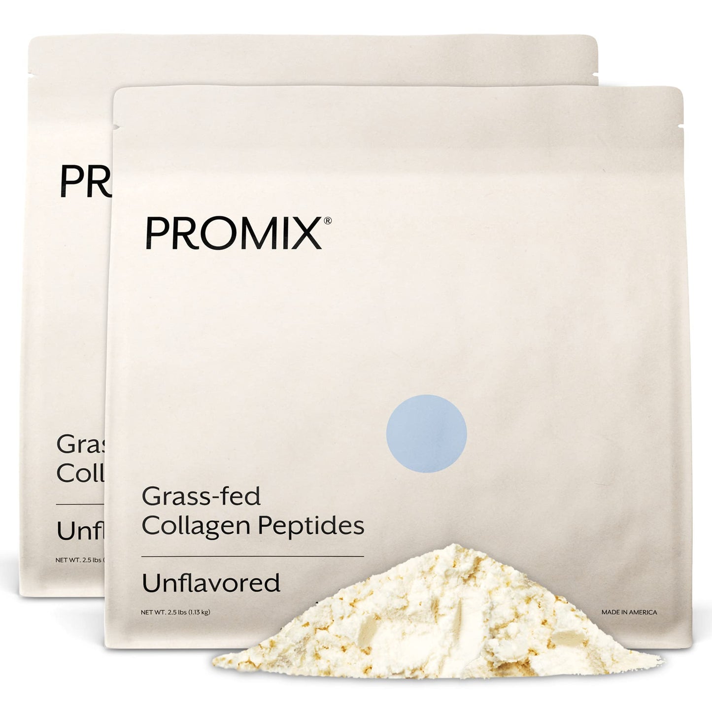 Promix Hydrolyzed Collagen Peptides - Grass-Fed Type I & III, Unflavored, 2 x 2.5 lb | ProMix Nutrition