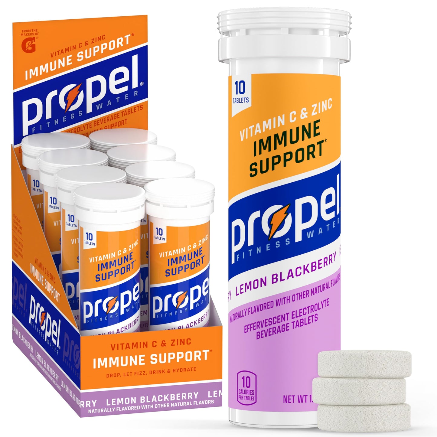 Propel Immune Support Tablets – Lemon Blackberry, 16.9 oz (Pack of 80)