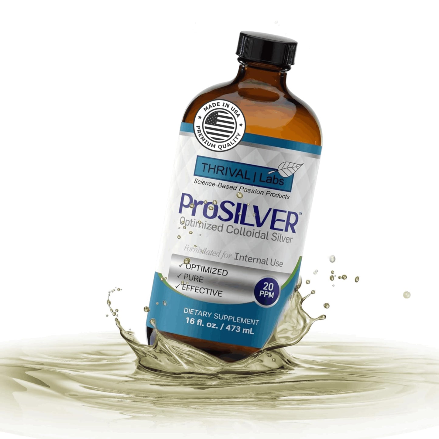 ProSILVER Blue Label 20 PPM Colloidal Silver Liquid (16oz) – Immune Support | Thrival Labs