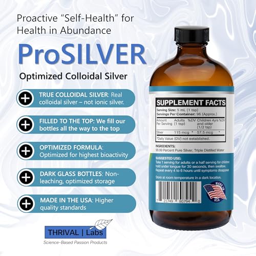 ProSILVER Blue Label 20 PPM Colloidal Silver Liquid (16oz) – Immune Support | Thrival Labs