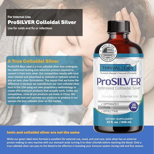 ProSILVER Blue Label 20 PPM Colloidal Silver Liquid (16oz) – Immune Support | Thrival Labs