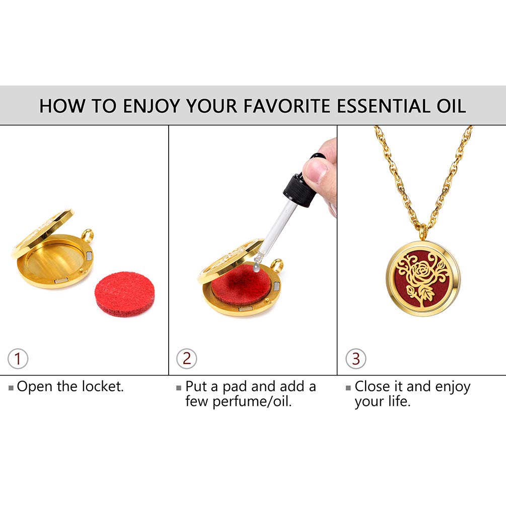 PROSTEEL Diffuser Necklace – Aromatherapy Locket Pendant in Stainless Steel