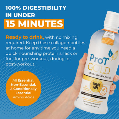 ProT Gold Liquid Collagen Protein Shot - 17g Protein, 2g Arginine, Gluten Free, Sugar Free, Orange Creme, 30 fl oz