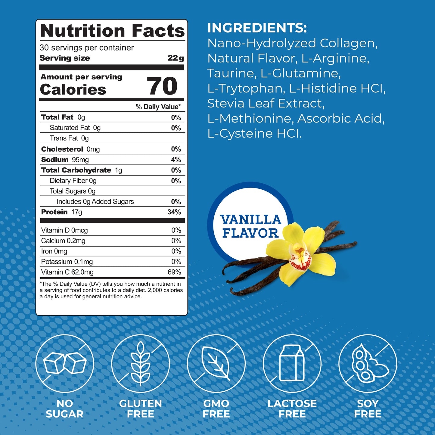 ProT Gold Collagen Protein Powder Vanilla, 23 oz | 30 Servings, 17g Protein, Gluten Free