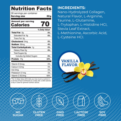 ProT Gold Collagen Protein Powder Vanilla, 23 oz | 30 Servings, 17g Protein, Gluten Free