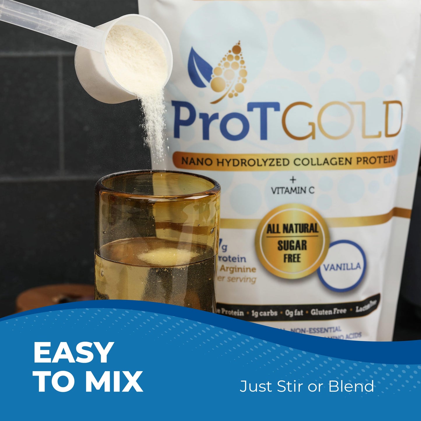 ProT Gold Collagen Protein Powder Vanilla, 23 oz | 30 Servings, 17g Protein, Gluten Free
