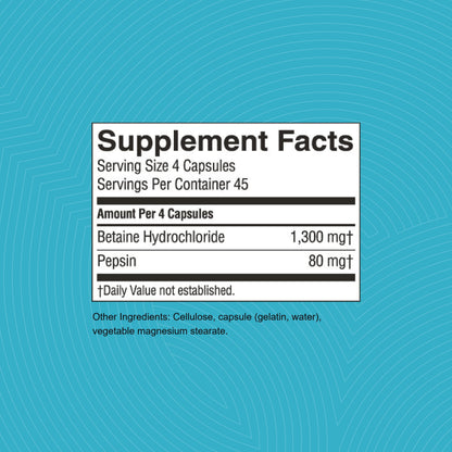 Nature's Sunshine PDA Combination 180 Caps - HCl & Pepsin Digestive Support