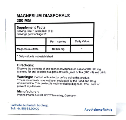 Protina Magnesium Diasporal 300 mg Granules for Oral Solution | Fast-Acting Biocompatible Magnesium