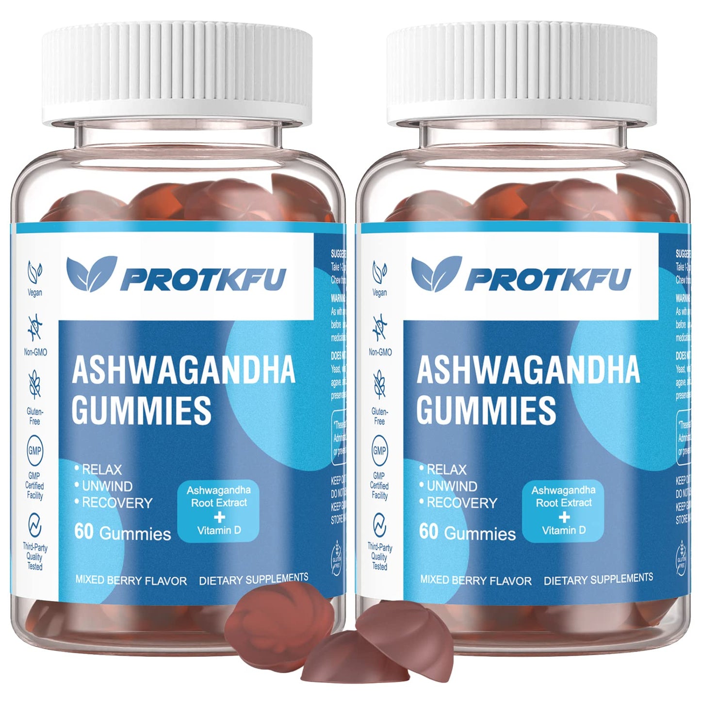 ProTKFU 2 Pack Ashwagandha & Vitamin D3 Gummies – Sleep & Stress Support