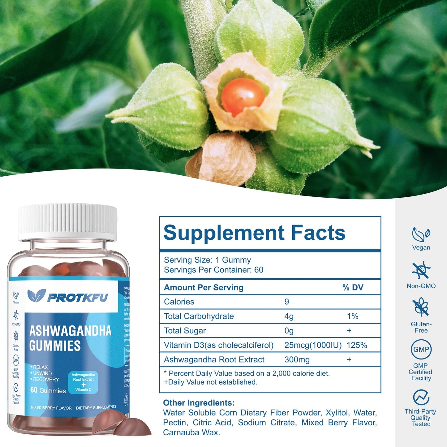 ProTKFU 2 Pack Ashwagandha & Vitamin D3 Gummies – Sleep & Stress Support