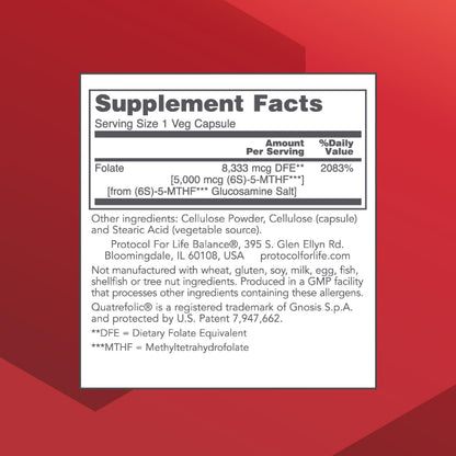 Protocol For Life Balance 5-Methylfolate 5,000 mcg – Brain Support – Vegan Kosher – 50 Veg Caps