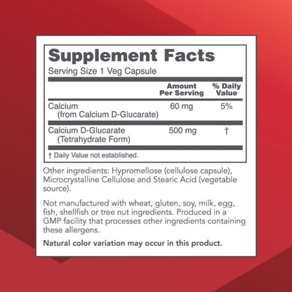 Calcium D-Glucarate 500mg Detox Support – Non-GMO, Dairy Free | Protocol for Life Balance